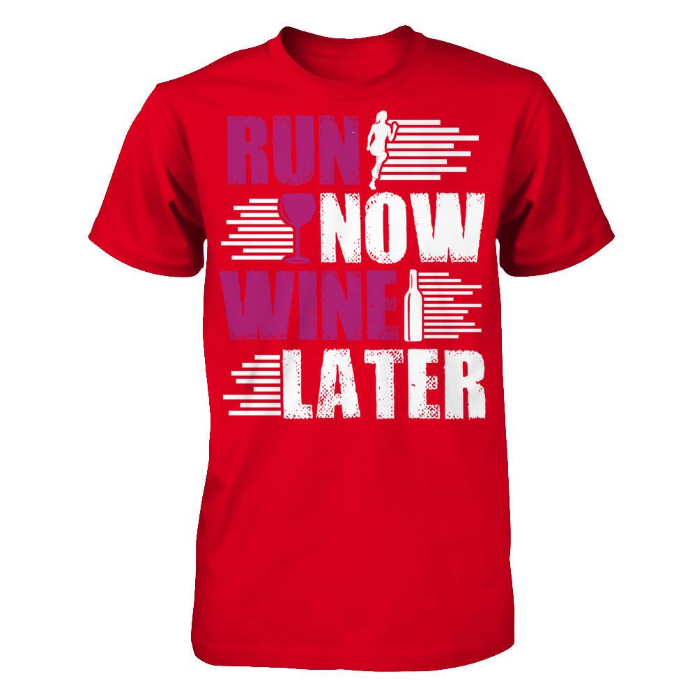 Run Now, Wine Later Next Level - Unisex Fitted Tee Red