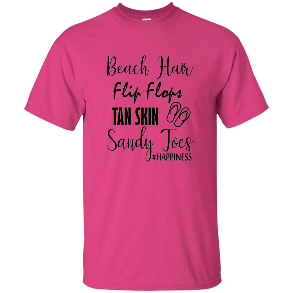 Summer Tshirt Beach Hair Flip Flops Tan Skin Sandy Toes Happiness Heliconia