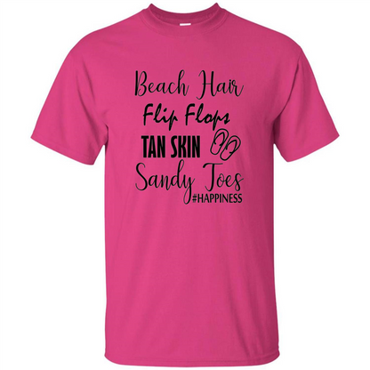 Summer Tshirt Beach Hair Flip Flops Tan Skin Sandy Toes Happiness Heliconia