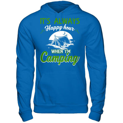 It's Always Happy Hour When I'm Camping Gildan - Pullover Hoodie Royal