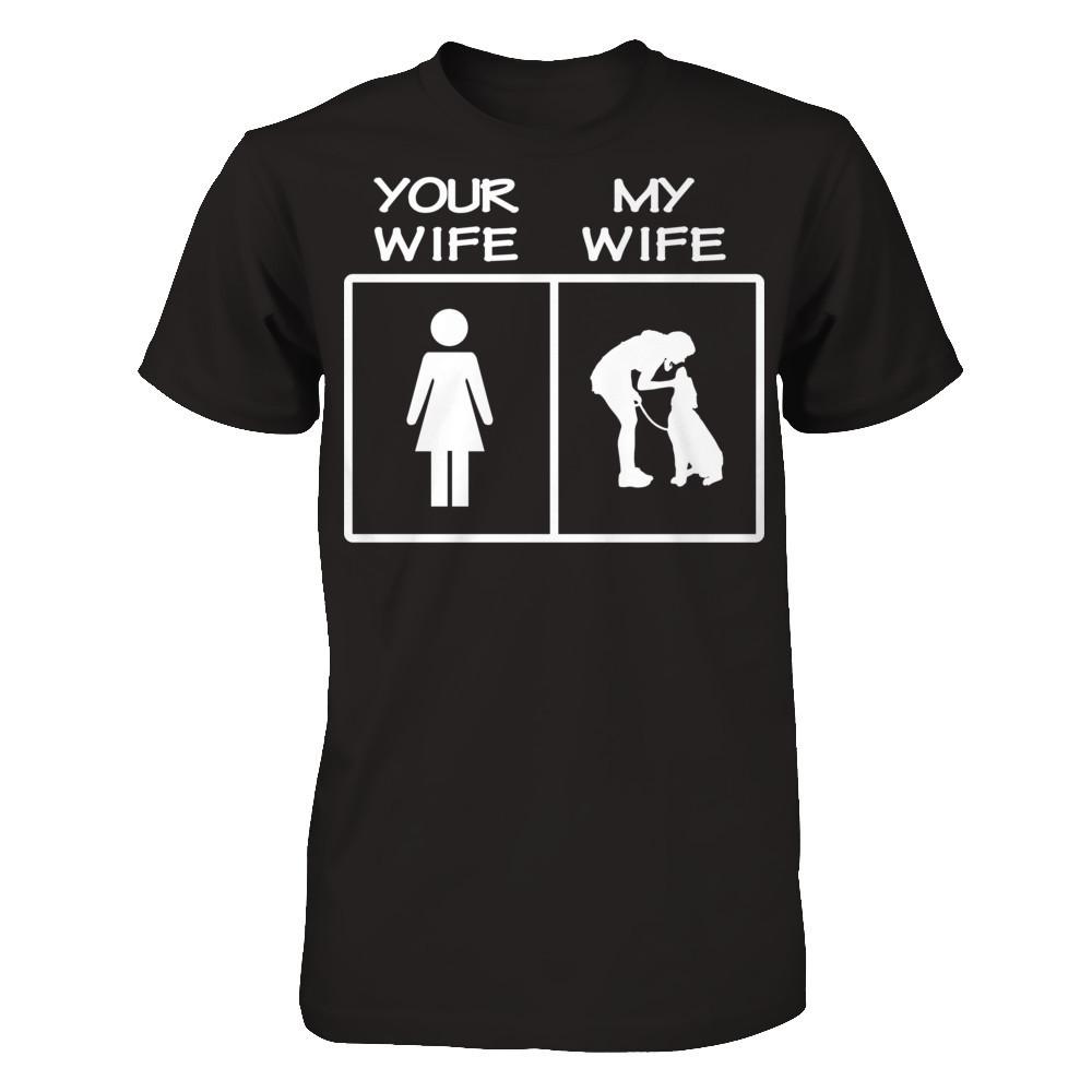 Your Wife - My Wife Loves Her Dogs T-shirt Gildan - Short Sleeve Tee Black