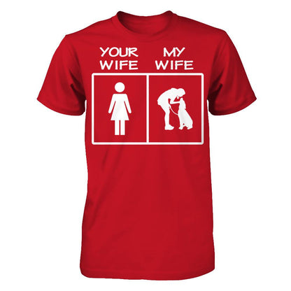 Your Wife - My Wife Loves Her Dogs T-shirt Gildan - Short Sleeve Tee Red