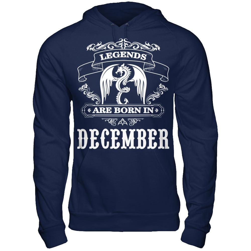 Legends Are Born In December T-shirt Gildan - Pullover Hoodie Navy