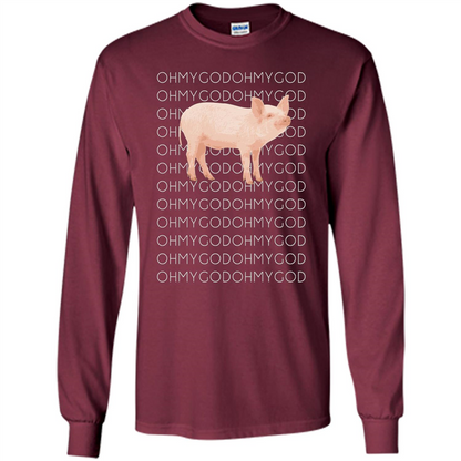 Oh My God Pig T-shirt Cute Pig T-shirt Maroon