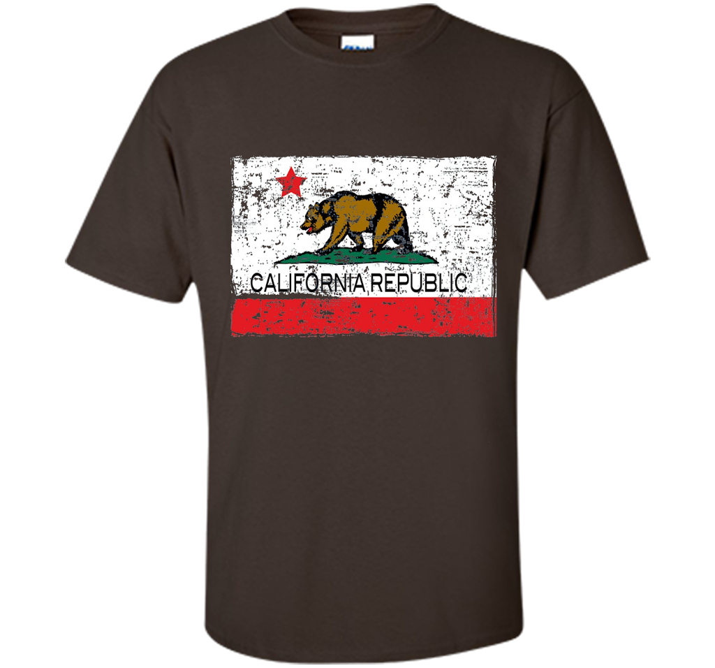 Vintage California Republic T-shirt Cali Life I Love CA cool shirt Dark Chocolate