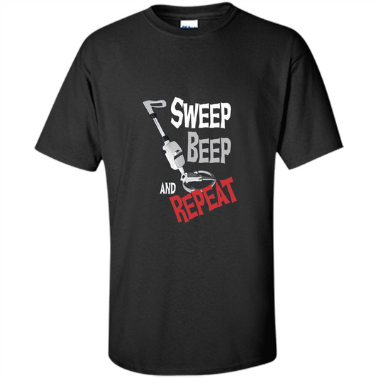 Metal Detector Gold Detecting Sweep Beep Repeat Funny T-shirt Purple