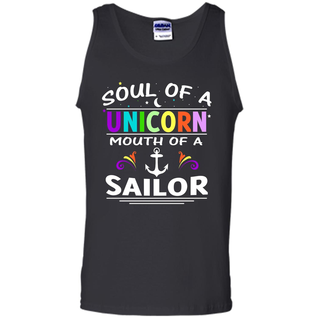 Unicorn Sailor T-shirt Soul Of A Unicorn Mouth Of A Sailor T-shirt Black