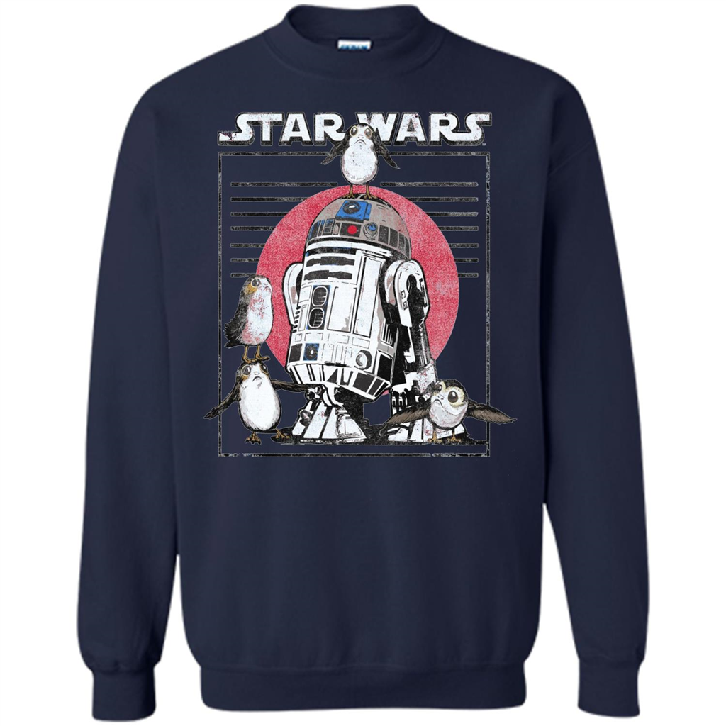 Movie T-shirt Last Jedi Flock Of Porgs Surround R2-D2 T-shirt Navy