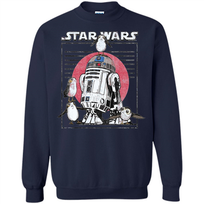 Movie T-shirt Last Jedi Flock Of Porgs Surround R2-D2 T-shirt Navy