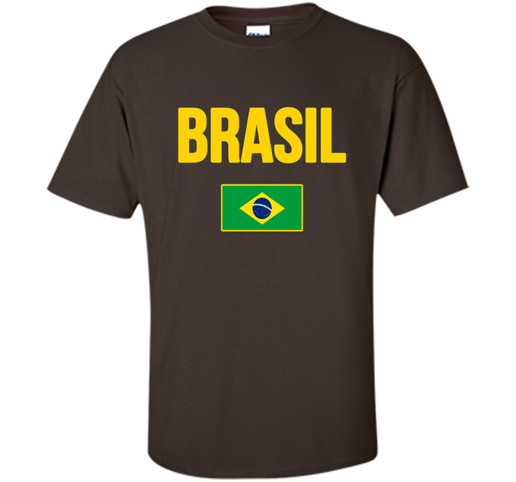 BRASIL T-shirt Brazilian National Country Flag Tee Camiseta cool shirt Dark Chocolate