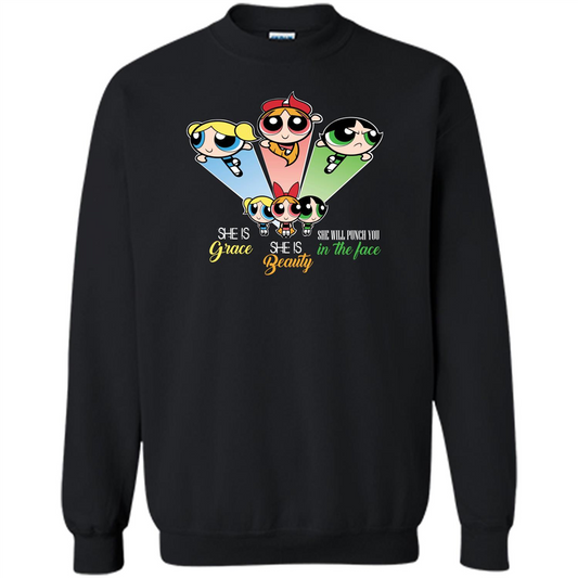 Powerpuff Girls T-shirt She Is Beauty She Is Grace T-shirt Black