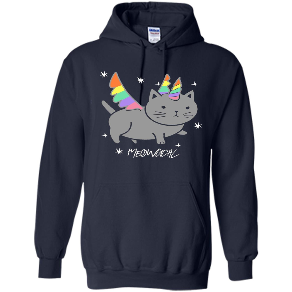 Funny Meowgical Cat Unicorn T-shirt For Cat Lover Navy