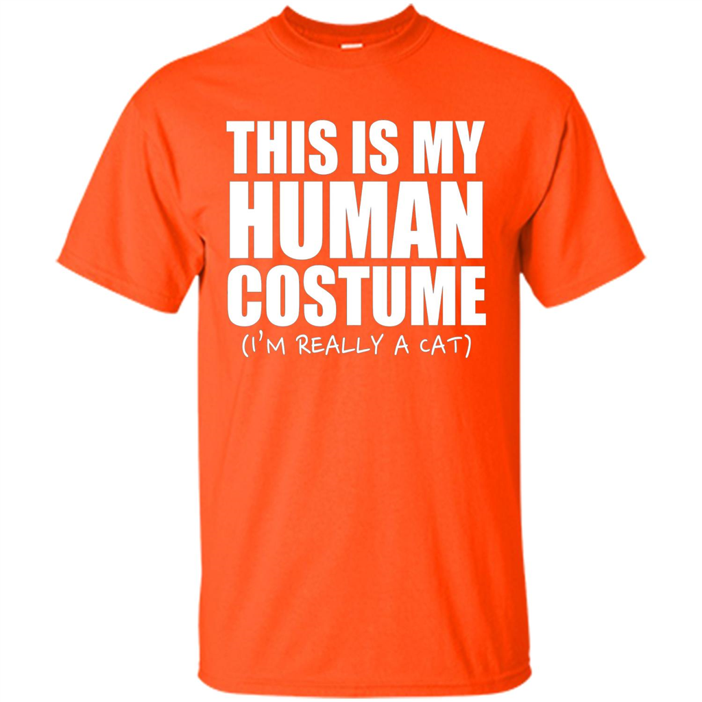 This Is My Human Costume I'm Really A Cat Halloween T-Shirt Orange