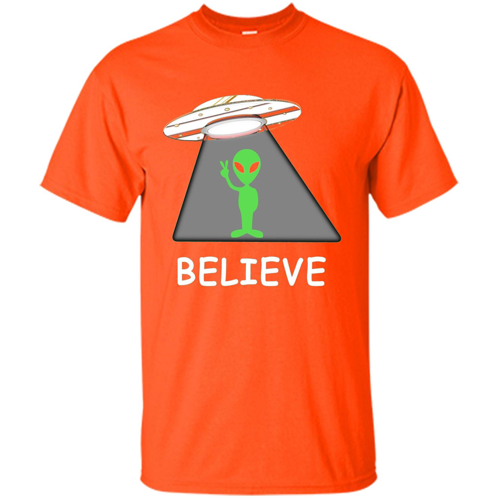 I Believe Alien T-shirt New Cool UFO T-shirt Orange