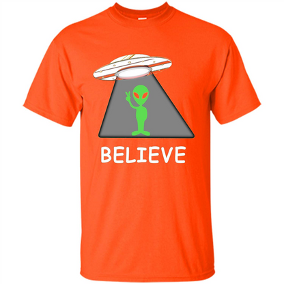 I Believe Alien T-shirt New Cool UFO T-shirt Orange