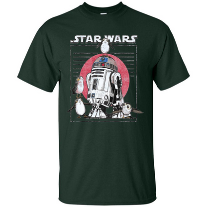 Movie T-shirt Last Jedi Flock Of Porgs Surround R2-D2 T-shirt Forest Green