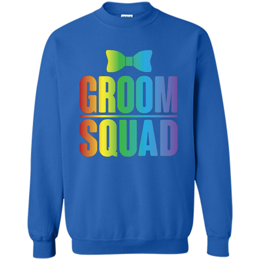 Groom Squad Bachelor Party Rainbow Bowtie T-Shirt Royal
