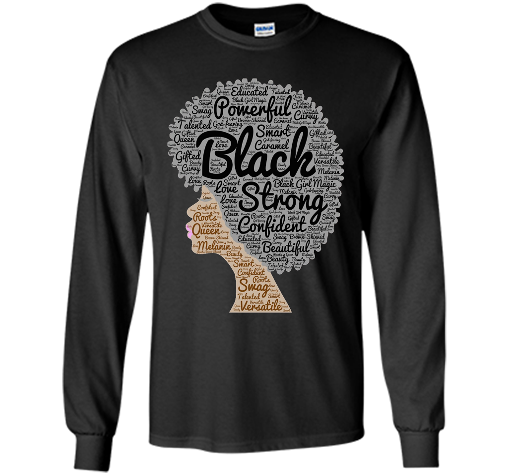 Afro Word Art Natural Hair T-Shirt for Black Women shirt Black