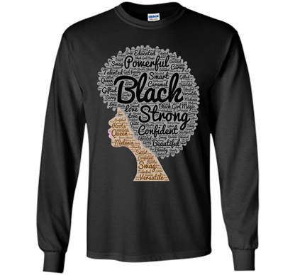 Afro Word Art Natural Hair T-Shirt for Black Women shirt Black