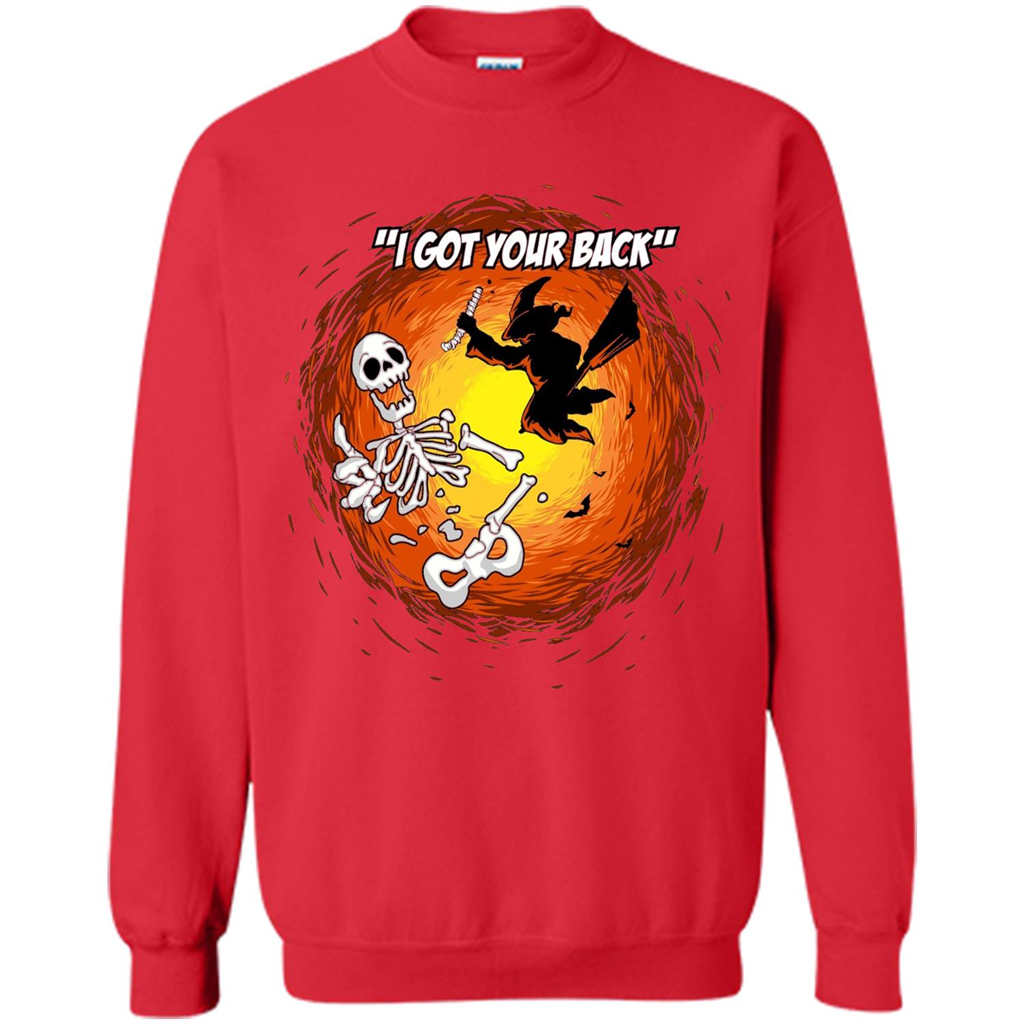 Funny Witch Skeleton Halloween 2017 I Got Your Back T-shirt Red