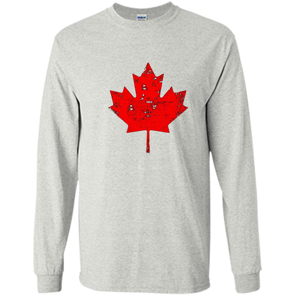 Canada Day T-Shirt. Canada Maple Flag Distressed T-shirt Ash