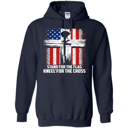 Military T-shirt Stand For The Flag Kneel For The Cross T-Shirt Navy