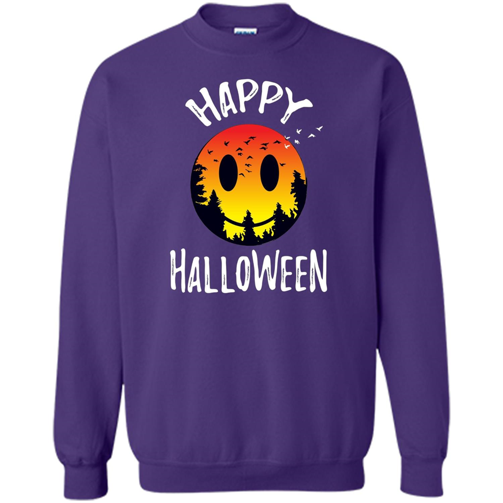 Cute Halloween T-shirt Spooky Camp Happy Face Emoji T-shirt Orange
