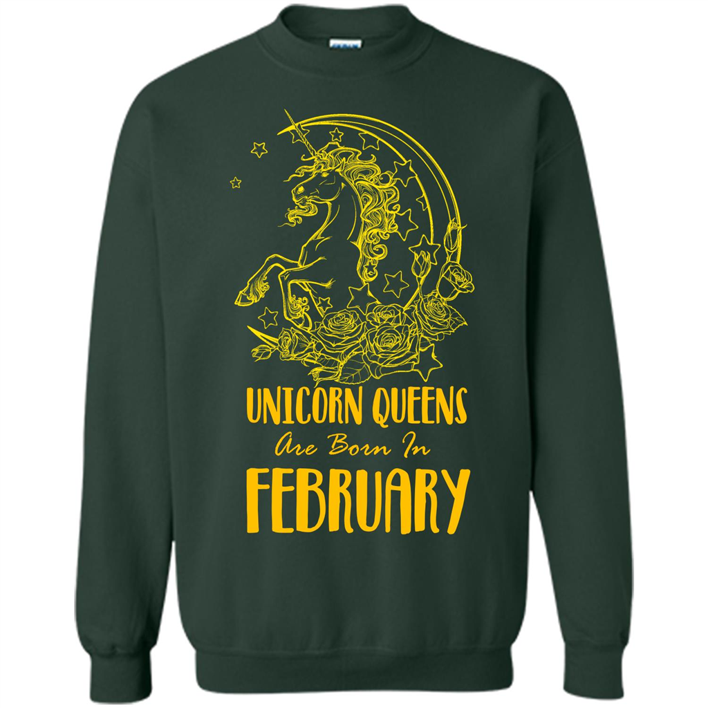 February Unicorn T-shirt Unicorn Queens Are Born In February Forest Green