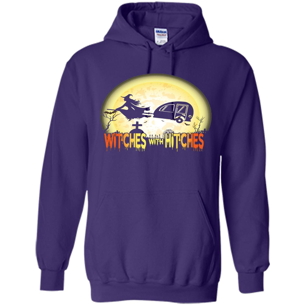 Witches With Hitches Camping Funny T-shirt Halloween T-shirt Purple