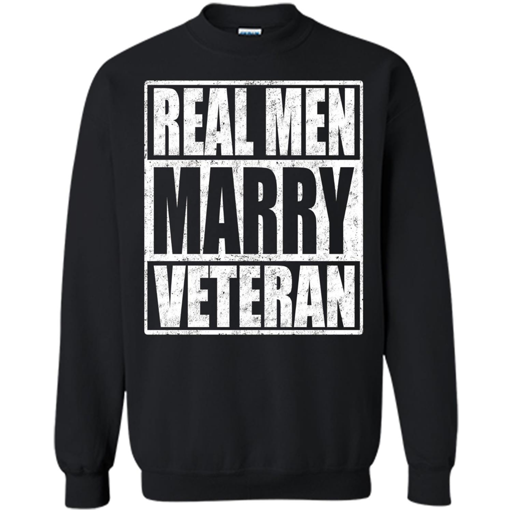 Real Men Marry Veteran T-shirt Veteran's Husband Black