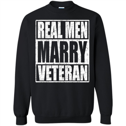 Real Men Marry Veteran T-shirt Veteran's Husband Black