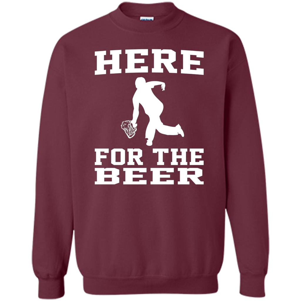 Funny Bowling Drinking Shirt Here For The Beer T-shirt Maroon