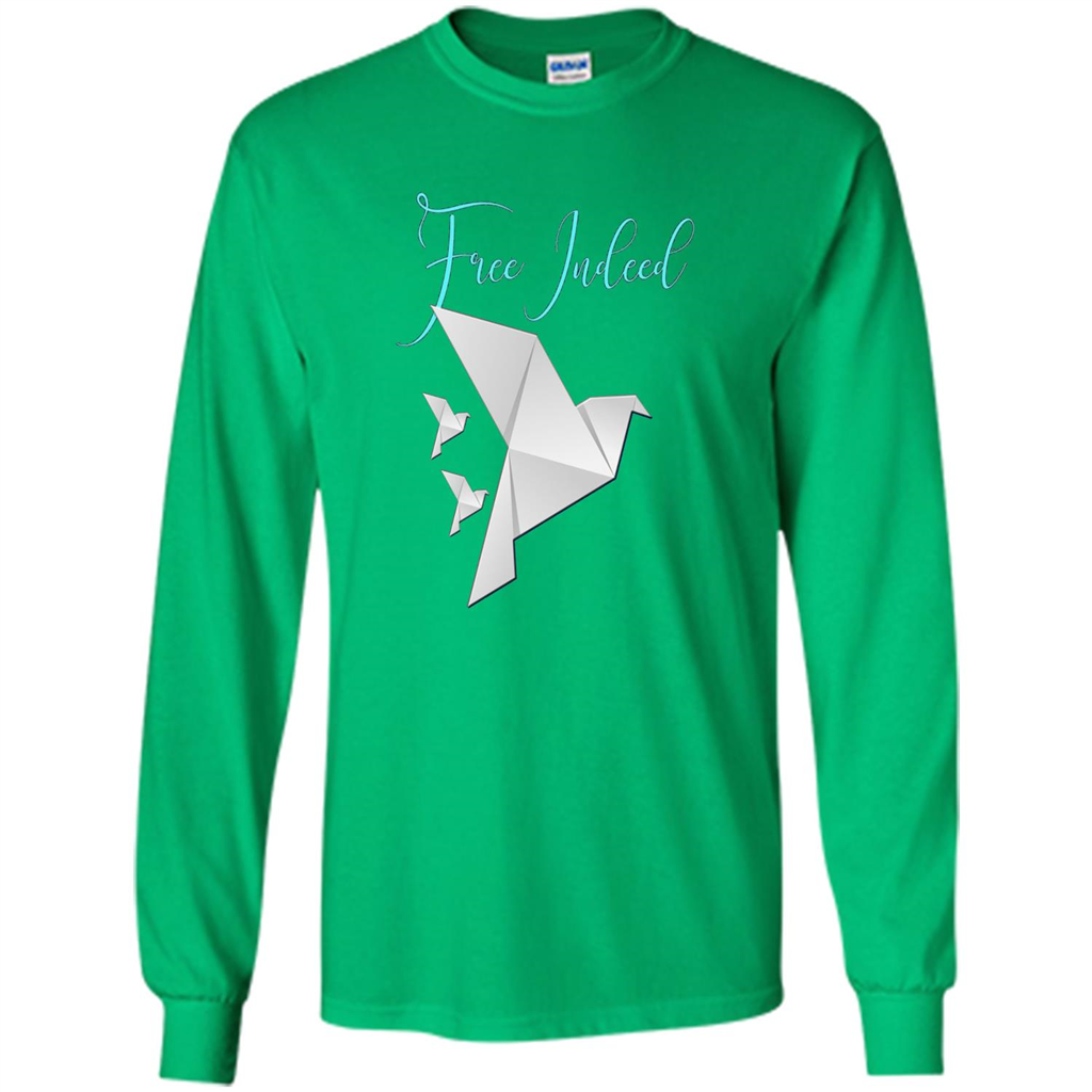 Free Indeed Origami Bird T-shirt Christian T-shirt Irish Green