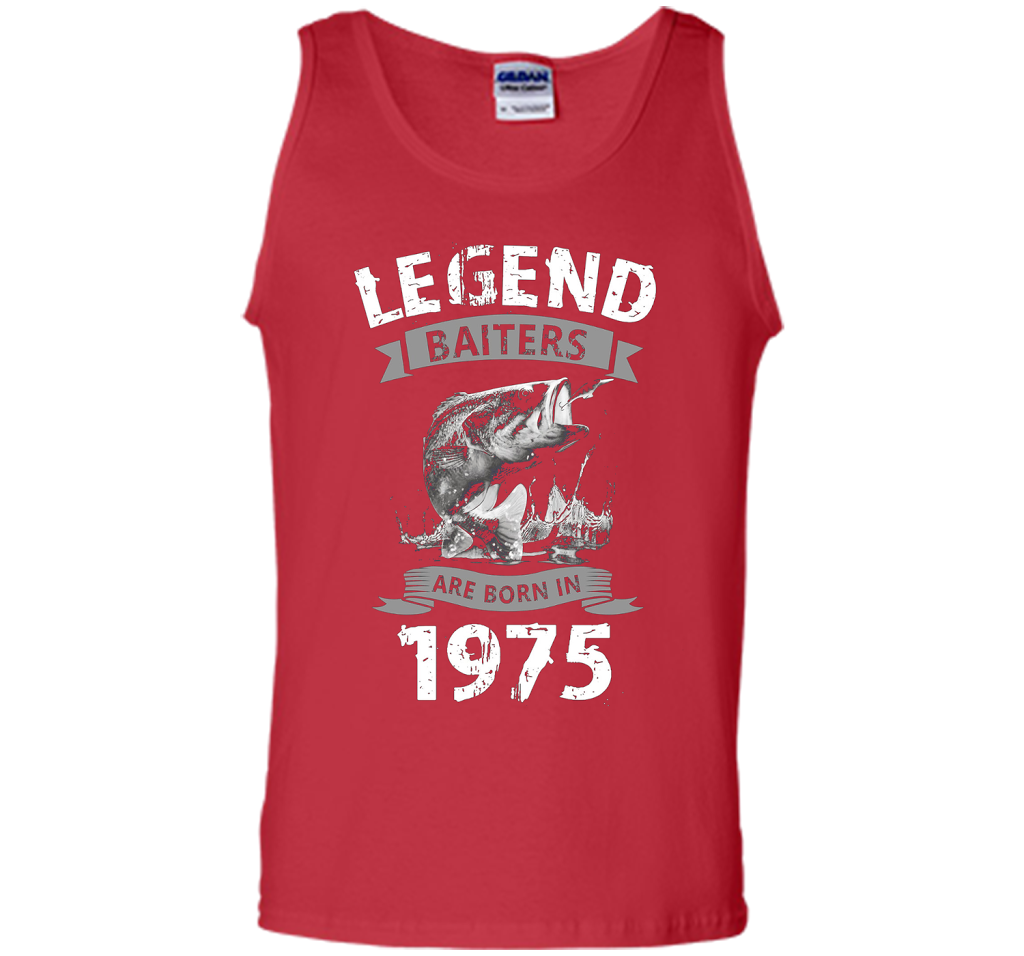 Mens 42nd Years Old 1975 Birthday Gift Idea Tshirt for Fishing shirt Red