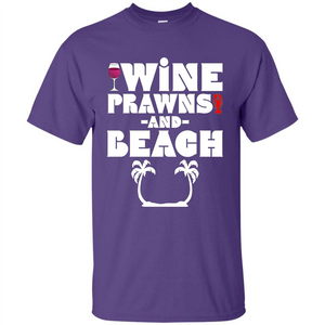 Wine Summer Time With Beach And Prawns T-Shirt