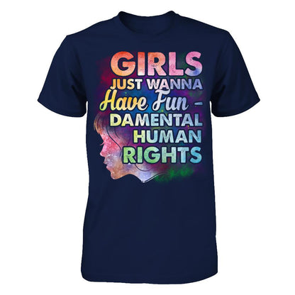 Girls Just Wanna Have Fun-Damental Human Rights T-shirt Gildan - Short Sleeve Tee Navy