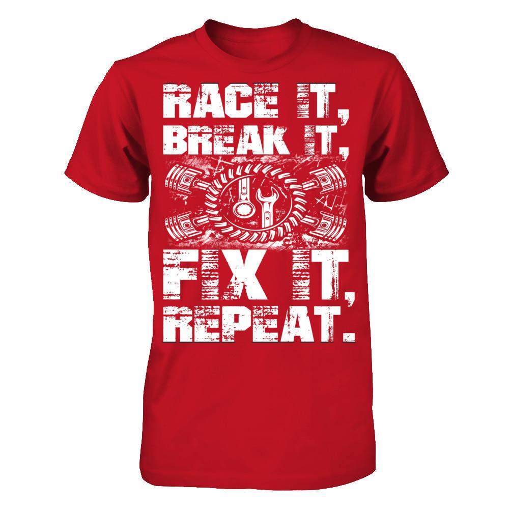 Race It, Break It, Fix It, Repeat Gildan - Short Sleeve Tee Red