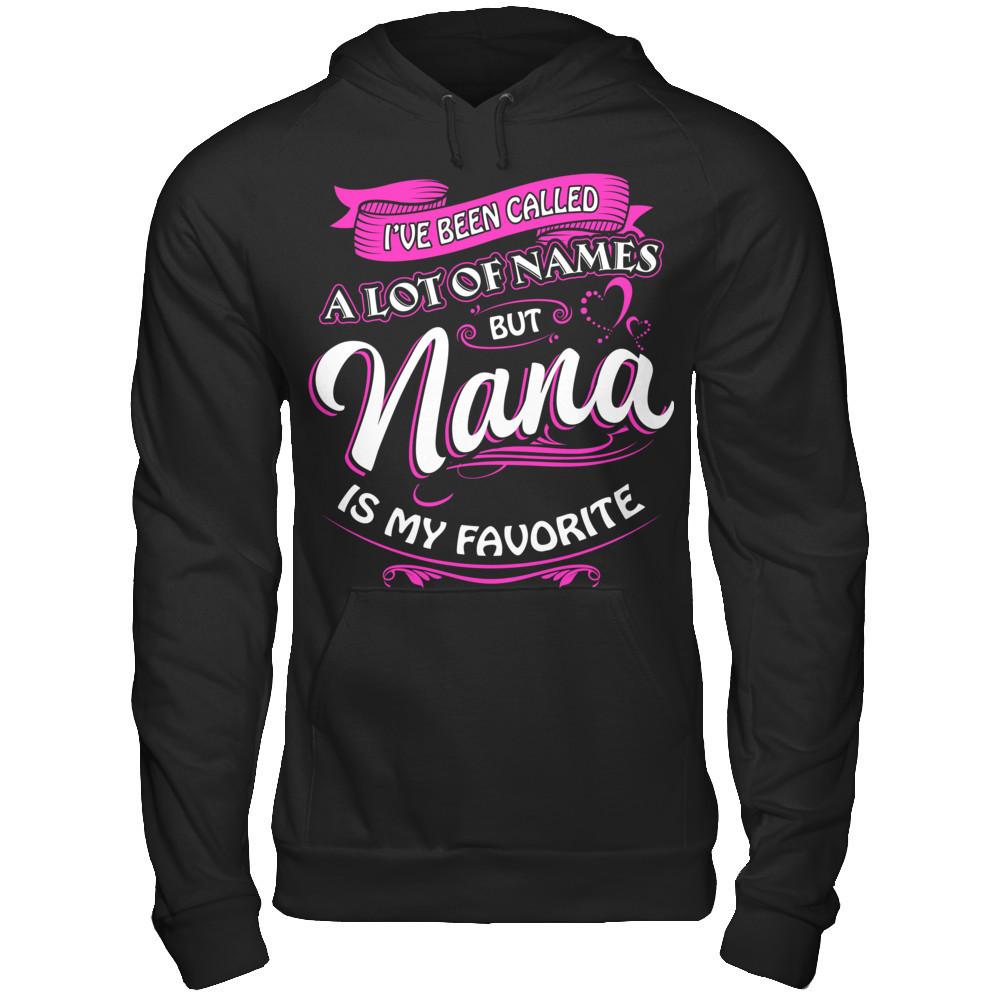 Nana Is My Favorite Name T-shirt Gildan - Pullover Hoodie Black