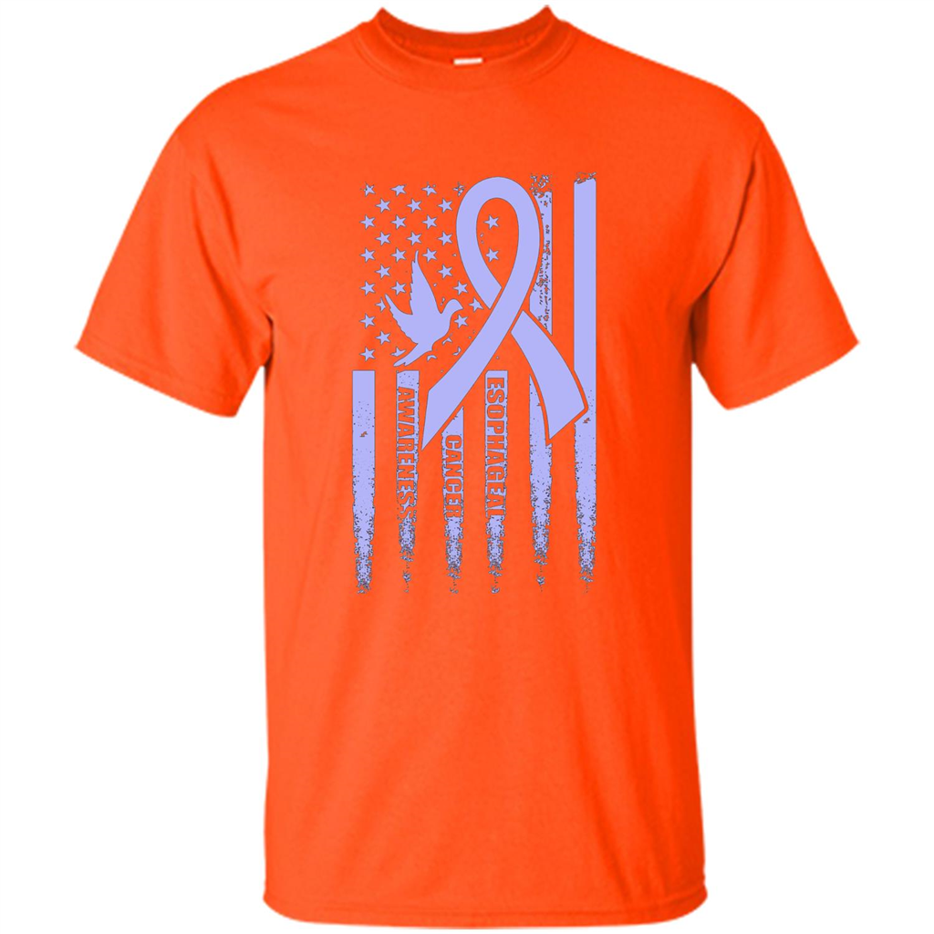 Esophageal Cancer USA Flag Periwinkle Ribbon and Dove T-shirt Orange