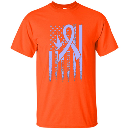 Esophageal Cancer USA Flag Periwinkle Ribbon and Dove T-shirt Orange