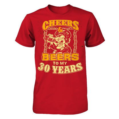 Cheers & Beers To My 30 Years T-shirt Gildan - Short Sleeve Tee Red