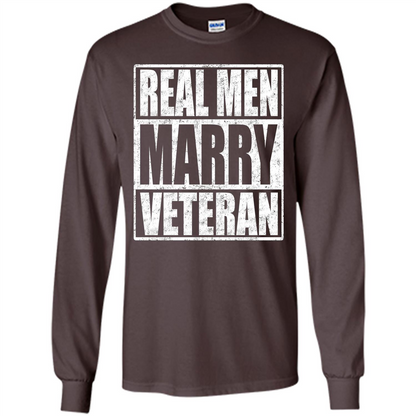Real Men Marry Veteran T-shirt Veteran's Husband Dark Chocolate