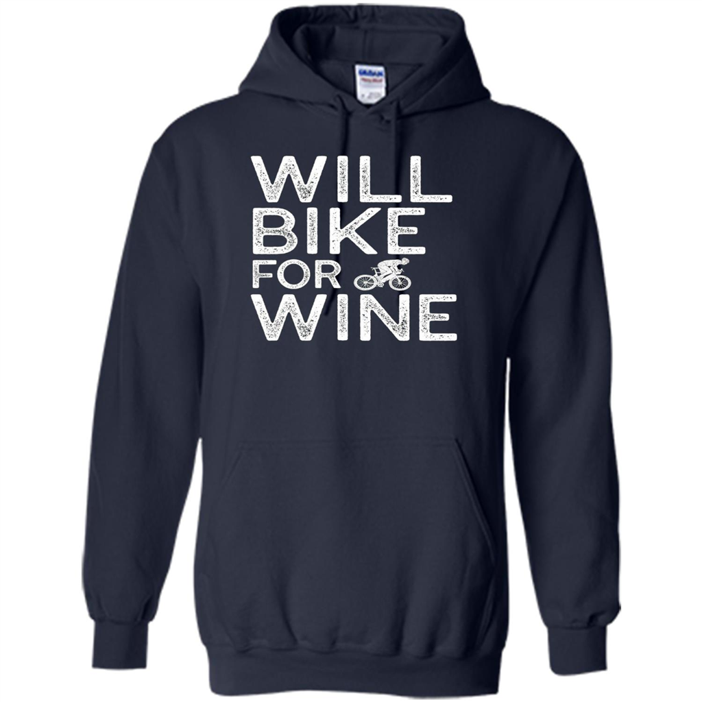 Cyclist Biker T-shirt Will Bike For Wine Navy