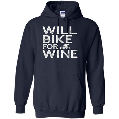 Cyclist Biker T-shirt Will Bike For Wine Navy