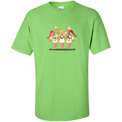 Girls with Steins Beers Oktoberfest T-shirt Lime