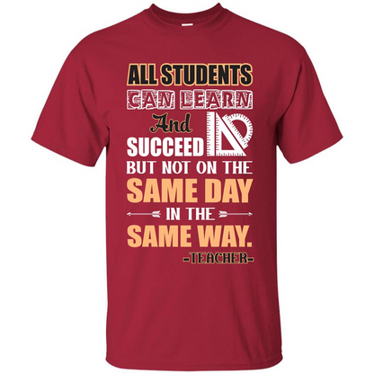 Teacher T-shirt All Students Can Learn And Succeed Cardinal