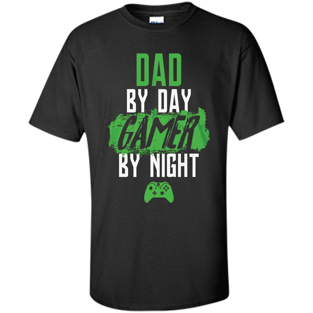 Fathers Day T-shirt Dad By Day Gamer By Night Video Game Black