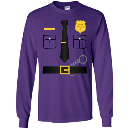Policeman Costume T-Shirt Halloween Outfit T-shirt Purple