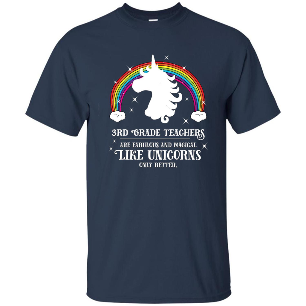 Third Grade T-shirt 3rd Grade Teachers Fabulous Unicorn T-shirt Navy