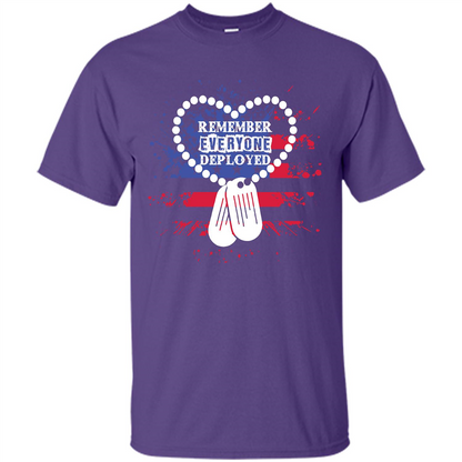 Military T-shirt RED Remember Everyone Deployed Purple